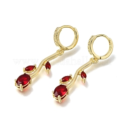 Brass Micro Pave Cubic Zirconia Hoop Earrings&nbsp;CU-CBA108A-14G-03