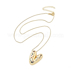 Brass Micro Pave Cubic Zirconia Letter Pendant Necklaces&nbsp;LS-KK-Z069-01G-V