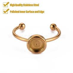 201 Stainless Steel Cuff Ring Findings&nbsp;STAS-S080-042B-G