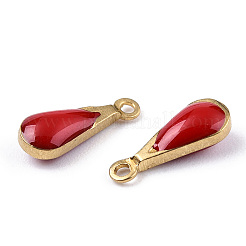 Antique Golden Plated Brass Enamel Teardrop Charms&nbsp;KK-Q571-01