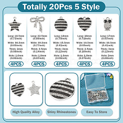 20Pcs 5 Styles Alloy Enamel Rhinestone Pendants&nbsp;ALRI-TA0001-47