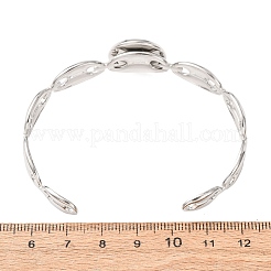304 Stainless Steel Coffee Bean Chain Cuff Bracelet Blanks with Flat Round Bezel Settings&nbsp;SA-CBA4160-02A-P