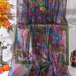 Halloween Spider Web Pattern Polyester Mesh Fabric&nbsp;DIY-WH0496-75