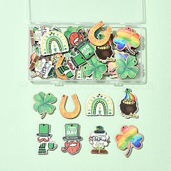 32Pcs 8 Styles St.Patrick's Day Themes Printed Wood Pendants&nbsp;WOOD-FS0001-43