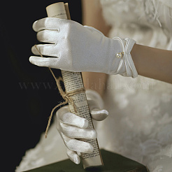 Satin Cloth Bride Gloves&nbsp;AJEW-WH20816-030N