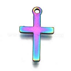 Rainbow Color Alloy Tiny Cross Charms&nbsp;PALLOY-S180-035-RS