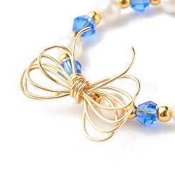 Imitate Austrian Crystal Bicone Glass Beaded Finger Rings&nbsp;RJEW-TA00003-04