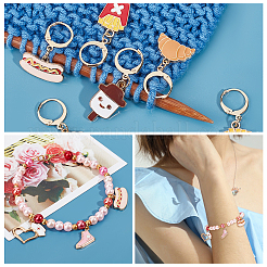 Food Theme Alloy Enamel Bread/Chips/Ice Cream Locking Stitch Markers&nbsp;HJEW-PH01759
