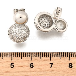 Rack Plating Brass Micro Pave Clear Cubic Zirconia Round Ball Stud Earring&nbsp;EJEW-H099-09P-1