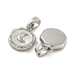 Brass Pave Shell Charms&nbsp;KK-G490-34P