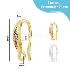 20Pcs 2 Colors Brass Micro Pave Clear Cubic Zirconia Earring Hooks&nbsp;KK-HY0002-81
