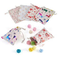 20Pcs 4 Styles Christmas Cotton Fabric Cloth Bag&nbsp;ABAG-TA0002-11