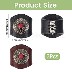 2Pcs 2 Colors Leather & Alloy & Synthetic Turquoise Scarf Clips&nbsp;AJEW-CL0005-24B
