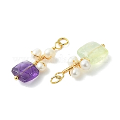 Natural Gemstone and Pearl Copper Wire Wrapped Pendants&nbsp;PALLOY-JF05841