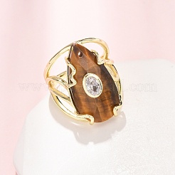 Natural Tiger Eye Cuff Rings&nbsp;GG-CBA5FCC-03G-04