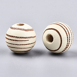 Painted Natural Wood Beads&nbsp;WOOD-T021-54B-12