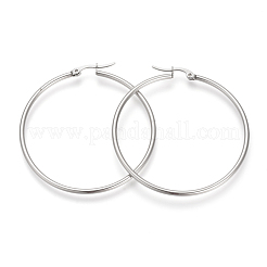 Tarnish Resistant 201 Stainless Steel Hoop Earrings&nbsp;X-MAK-R018-50mm-S