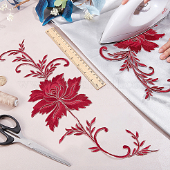 Peony Polyester Embroidery Ornament Accessories&nbsp;PATC-WH0008-04B