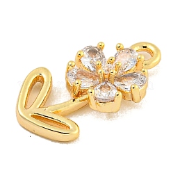 Brass Micro Pave Clear Cubic Zirconia Pendants&nbsp;KK-U015-09G