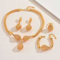 Alloy Hollow Teardrop Bracelets & Earrings & Necklaces & Rings Sets for Women&nbsp;GC7011