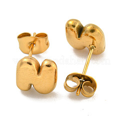 Chunk Letter 304 Stainless Steel Stud Earrings for Women&nbsp;LS-EJEW-G386-01N-G