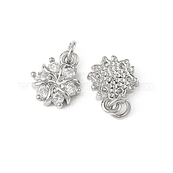 SHEGRACE Brass Micro Pave Clear Cubic Zirconia Pendants&nbsp;XGRQ2O007-452P