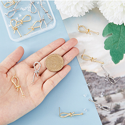 8 Pairs 2 Color Brass Stud Earring Findings&nbsp;KK-FH0006-64