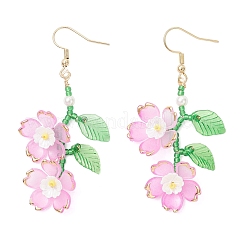 Acrylic Flower Dangle Earrings&nbsp;EJEW-MZ00588-01