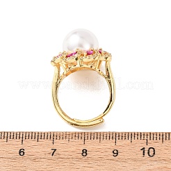 Adjustable Brass Micro Pave Cubic Zirconia Finger Rings for Women&nbsp;RJEW-A098-04G