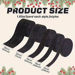 5 Rolls 5 Styles Sparkle Single Face Velvet Ribbons&nbsp;SRIB-BC0001-21B