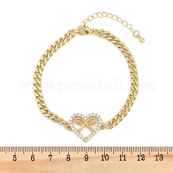 Brass Micro Pave Clear Cubic Zirconia Link Bracelets&nbsp;LS-BJEW-M050-05G-01
