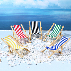 10Pcs 5 Colors Wood & Polyeser Beach Chair&nbsp;DJEW-SC0001-21