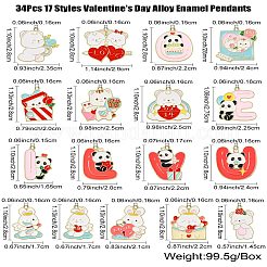 34Pcs 17 Styles Valentine's Day Alloy Enamel Pendants&nbsp;FIND-CJ0002-98