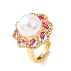 Adjustable Brass Micro Pave Cubic Zirconia Finger Rings for Women&nbsp;RJEW-A098-04G