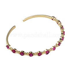 Cubic Zirconia Flat Round Open Cuff Bangle&nbsp;BJEW-N012-032A