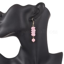 Handmade Glass Seed Beads Word LOVE Dangle Earrings&nbsp;EJEW-MZ00603