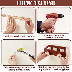 3Pcs 3 Styles Density Board Wood Wall Clothes Hook&nbsp;AJEW-NB0008-12