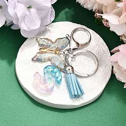 26Pcs Transparent Epoxy Resin & Transparent Acrylic & Faux Suede Tassel Keychain&nbsp;KEYC-JKC01202-19