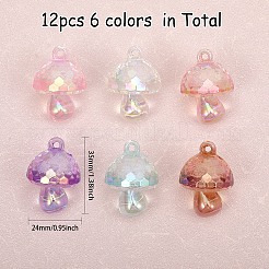 12pcs 6 colors Bubble Style Transparent Acrylic Pendants&nbsp;TACR-CA0001-24