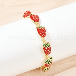 Brass Emenal Link Bracelets for Women&nbsp;BJEW-S175-01G