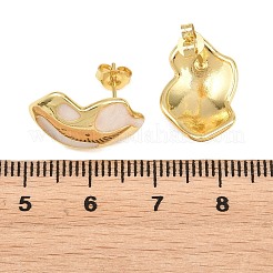 Irregular Brass Enamel Stud Earrings&nbsp;EJEW-K249-14G-01