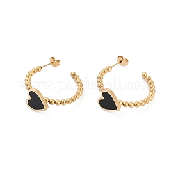 Vacuum Plating PVD Vacuum Plating 304 Stainless Steel Heart Stud Earrings&nbsp;EJEW-R002-05G