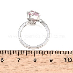 Flower Brass Micro Pave Cubic Zirconia Cuff Open Rings for Women&nbsp;CU-CBA0A21-06A-P