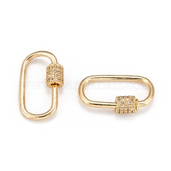 Brass Micro Pave Clear Cubic Zirconia Screw Carabiner Lock Charms&nbsp;ZIRC-T010-10