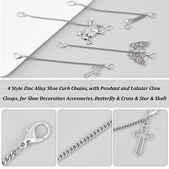 4Pcs 4 Style Zinc Alloy Shoe Curb Chains&nbsp;FIND-PH0007-37