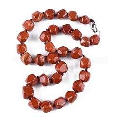Natural Red Jasper Nuggets Beaded Necklaces for Women Men&nbsp;NJEW-K388-01L