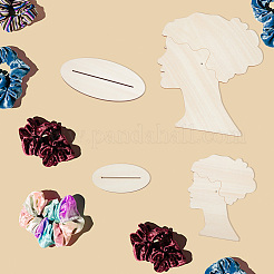 2 Sizes Hair Bun Girl Wooden Head Child Silhouette Stands&nbsp;ODIS-WH0030-15B
