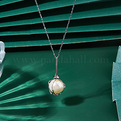 1Pc Rhodium Plated 925 Sterling Silver Bead Cage Pendant Mounting&nbsp;STER-HS0001-20P
