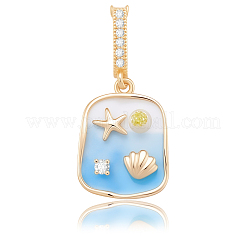 2Pcs Brass Enamel Pendants&nbsp;KK-BBC0018-73