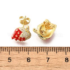 Brass Micro Pave Clear Cubic Zirconia Stud Earrings&nbsp;EJEW-G430-01G